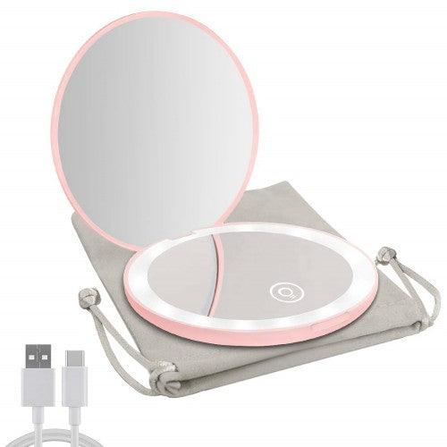 Portable Travel Mirror with LED Light,1x/10x Magnification Compact Mirror, 2-Sided Illuminated Folding Round Mirror - Toytexx Portable Travel Mirror with LED Light,1x/10x Magnification Compact Mirror, 2-Sided Illuminated Folding Round Mirror - Toytexx